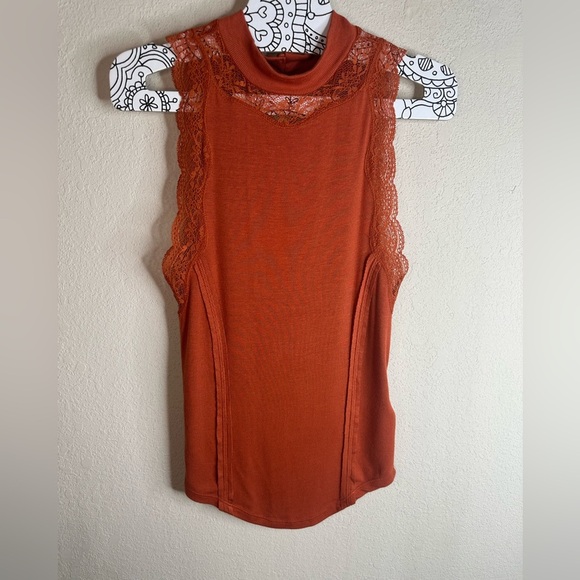 Free People Dale Open-Back Lace-Trim Tank Top size small - Picture 2 of 5